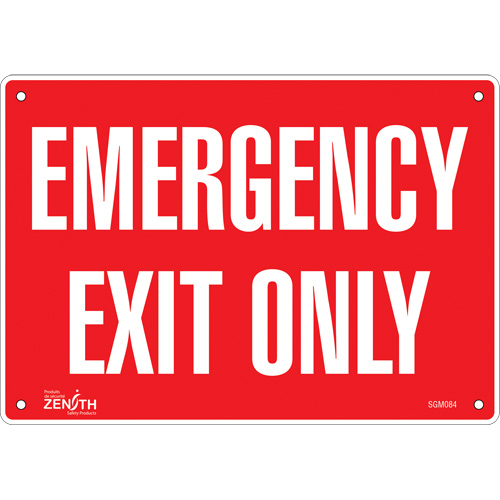 SGM084 "Emergency Exit Only" Sign, 7" x 10", Aluminum, English