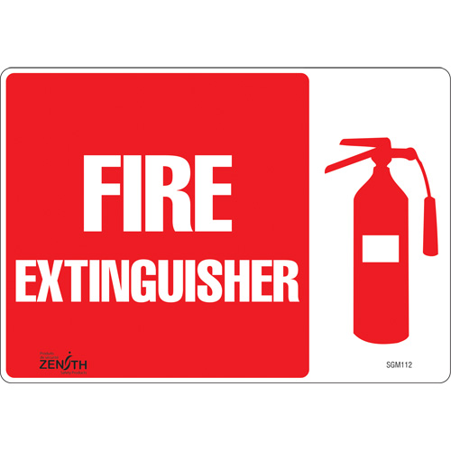 SGM112 "Fire Extinguisher" Sign, 7" x 10", Vinyl, English with Pictogram