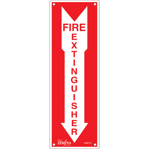 SGM119 "Fire Extinguisher" Sign, 12" x 4", Plastic, English with Pictogram