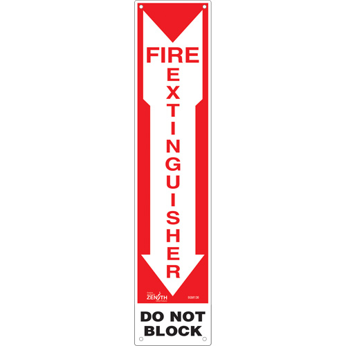 SGM126 "Fire Extinguisher - Do Not Block" Sign, 18" x 4", Aluminum, English with Pictogram