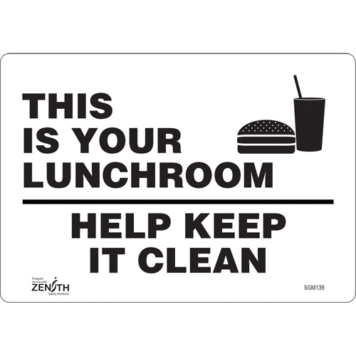 SGM139 "This Is Your Lunchroom" Sign, 7" x 10", Vinyl, English with Pictogram