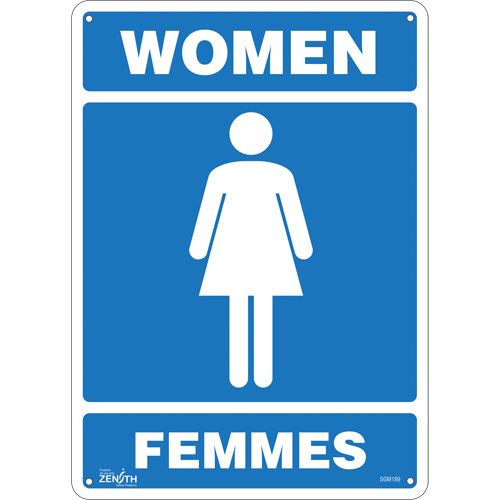 SGM189 "Women - Femmes" Sign, 14" x 10", Plastic, Bilingual with Pictogram
