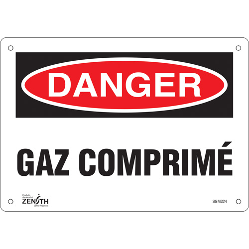 SGM324 "Gaz Comprim&eacute;" Sign, 7" x 10", Plastic, French