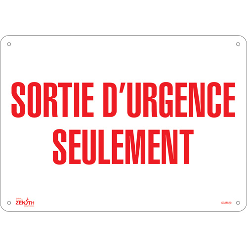SGM629 Enseigne Sortie D'Urgence, 10" x 14", Plastique, Français