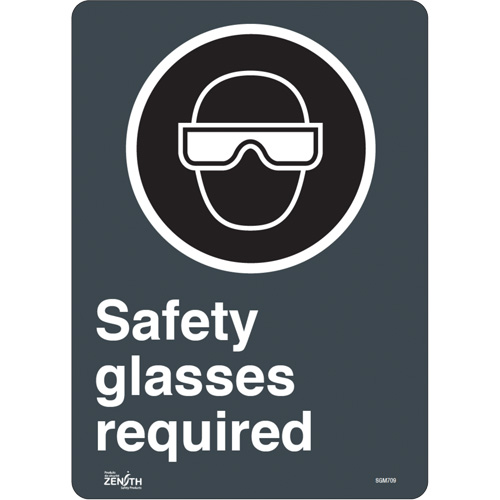 SGM709 "Safety Glasses Required" Sign, 14" x 10", Vinyl, English with Pictogram