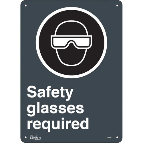 SGM711 "Safety Glasses Required" Sign, 14" x 10", Aluminum, English with Pictogram