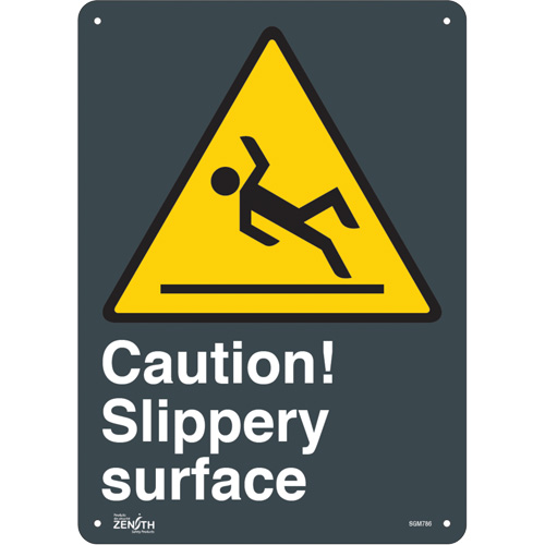 SGM786 "Slippery Surface" Sign, 14" x 10", Aluminum, English with Pictogram