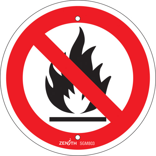 SGM803 No Open Flames CSA Standard Safety Sign, 6" x 6", Plastic, Pictogram