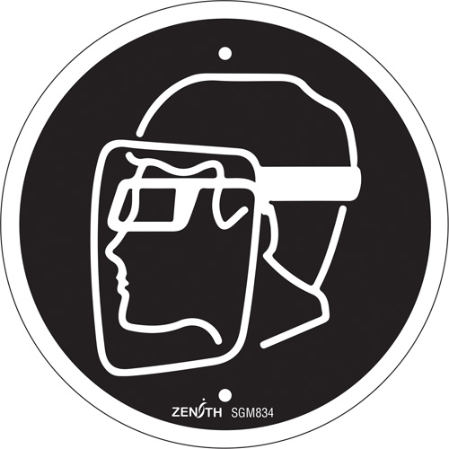 SGM834 Face Protection Required CSA Standard Safety Sign, 6" x 6", Aluminum, Pictogram