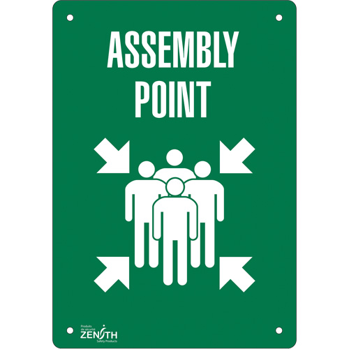 SGP188 "Assembly Point" Sign, 20" x 14", Plastic, English with Pictogram