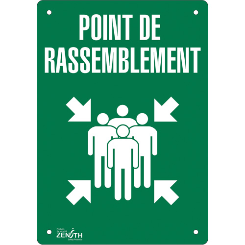 SGP185 Enseigne Point de rassemblement, 14" x 10", Aluminium, Français avec pictogramme