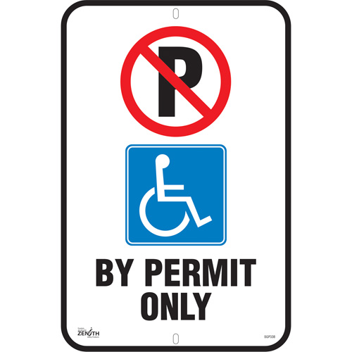 SGP338 "By Permit Only" Parking Sign, 18" x 12", Aluminum, English with Pictogram