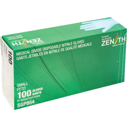 SGP854 Puncture-Resistant Medical-Grade Disposable Gloves, Small, Nitrile, 3.5-mil, Powder-Free, Blue, Class 2