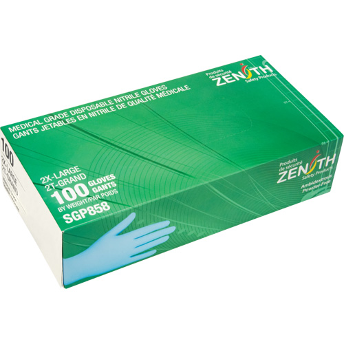 SGP858 Puncture-Resistant Medical-Grade Disposable Gloves, 2X-Large, Nitrile, 3.5-mil, Powder-Free, Blue, Class 2