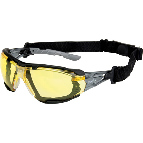 SGQ765 Z2900 Series Safety Glasses with Foam Gasket, Amber Lens, Anti-Scratch, ANSI Z87+/Meets/Exceeds CSA Z94.3