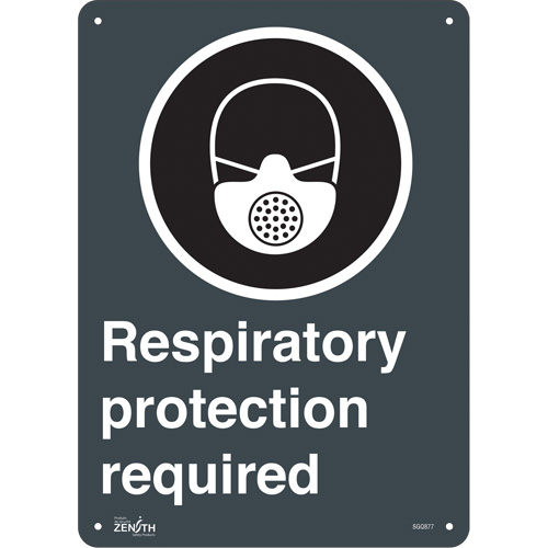 SGQ877 Respiratory Protection Required CSA Standard Safety Sign, 14" x 10", Aluminum, English with Pictogram