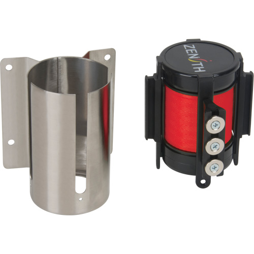 SGR016 Wall Mount Barrier with Magnetic Tape, Steel, Screw Mount, 12', Red Tape