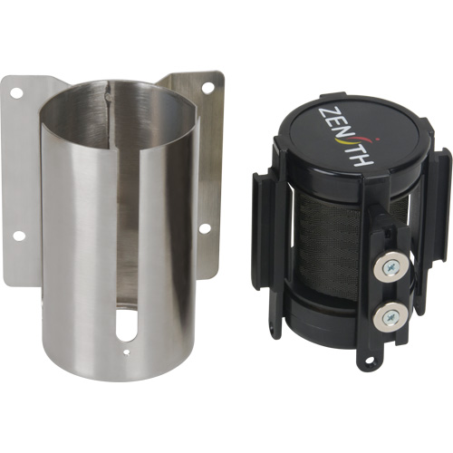 SGR018 Wall Mount Barrier with Magnetic Tape, Steel, Screw Mount, 7', Black Tape