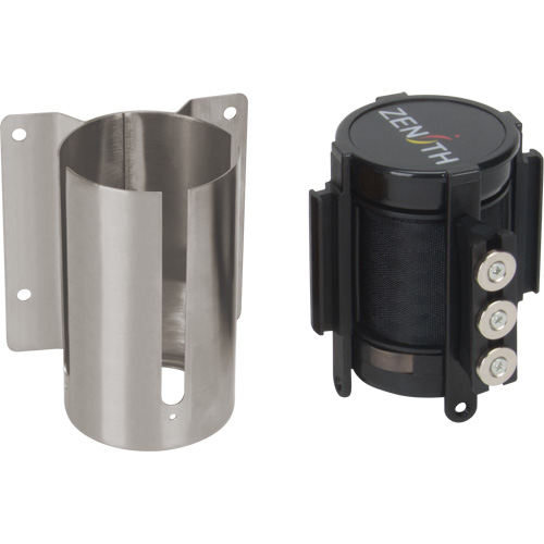 SGR022 Barri&egrave;re &agrave; fixation murale avec ruban magn&eacute;tique, Acier, Fixation par vis, 12', Ruban Noir