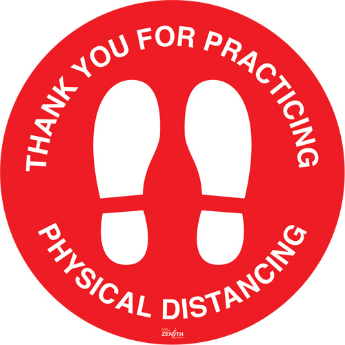 SGU562 "Physical Distancing" Floor Sign, Adhesive, English with Pictogram