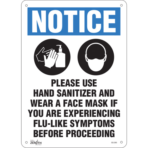 SGU365 Enseigne  Please Use Hand Sanitizer And Face Mask , 14" x 10", Aluminium, Anglais avec pictogramme