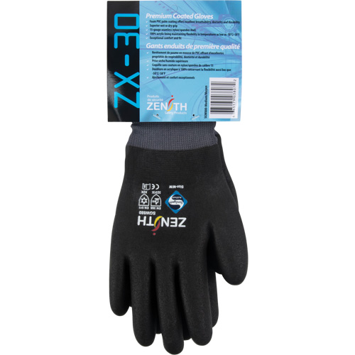 SGW880 ZX-30° Premium Coated Gloves, Medium, Foam PVC Coating, 15 Gauge, Nylon Shell