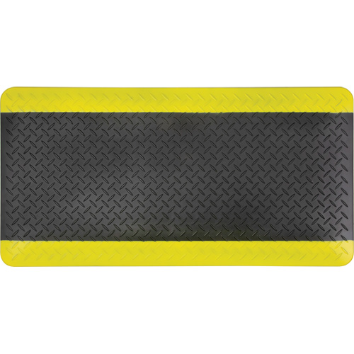 SGW898 Anti-Fatigue Matting, Diamond, 1-2/3' x 3-1/4' x 3/4", Black/Yellow, Polyurethane