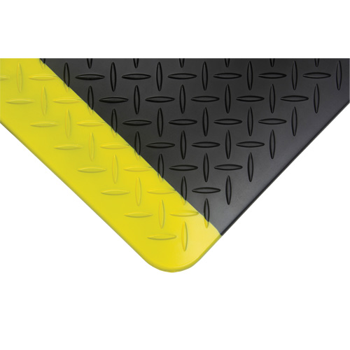 SGW898 Anti-Fatigue Matting, Diamond, 1-2/3' x 3-1/4' x 3/4", Black/Yellow, Polyurethane