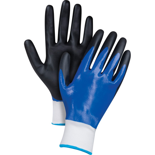 SGX782 Black & Blue Coated Gloves, Small, Foam Nitrile Coating, 15 Gauge, Nylon Shell