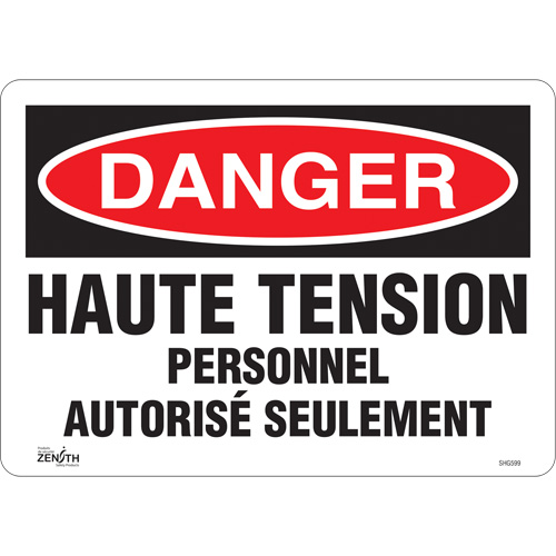 SHG599 "Haute tension" Sign, 10" x 14", Vinyl, French