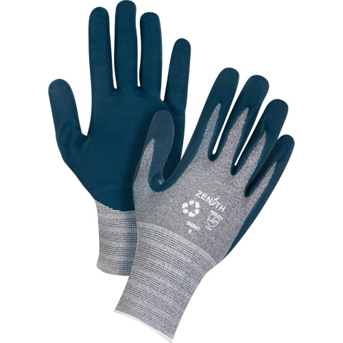 SHI539 Gants &eacute;cologiques enduits et l&eacute;gers, 7, R&ecirc;vetement Mousse de nitrile, Calibre 15, Enveloppe en Polyester/rPET