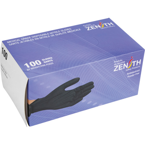 SHJ689 Heavyweight Tactile Grip Examination Gloves, Small, Nitrile, 8-mil, Powder-Free, Black