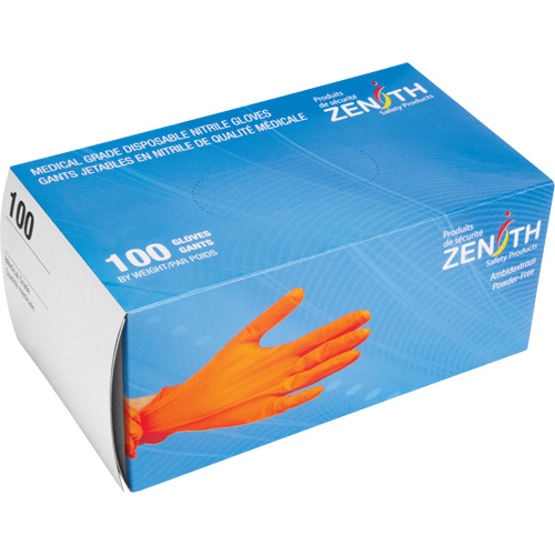 SHJ694 Heavyweight Tactile Grip Examination Gloves, Small, Nitrile, 8-mil, Powder-Free, Orange