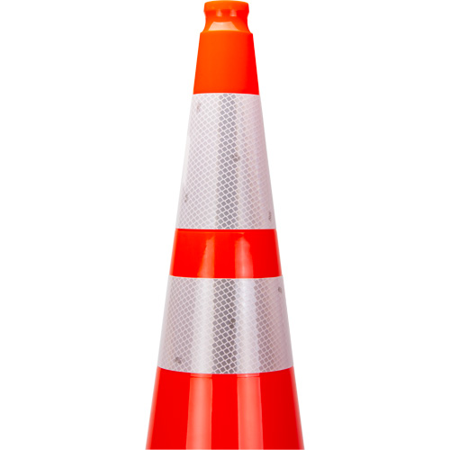 SHL481 C&ocirc;ne de signalisation de premi&egrave;re qualit&eacute;, 36", Orange, Bande(s) r&eacute;fl&eacute;chissante(s) 4" & 6"
