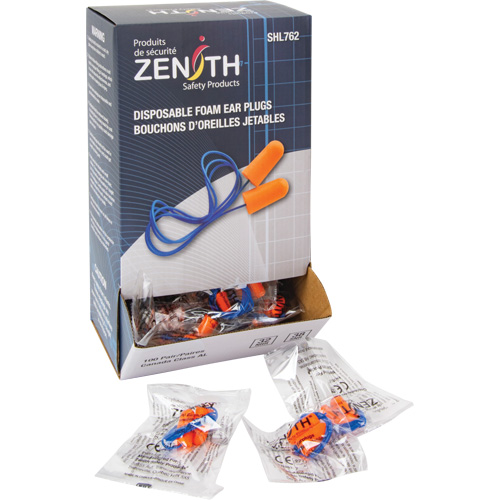 SHL762 Foam Earplugs, Pair - Polybag, Corded