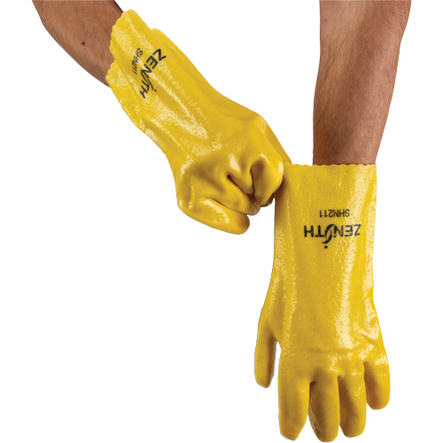 SHN211 Gants &agrave; fini rugueux et r&eacute;sistants aux produits chimiques, Taille 9, 12" lo, PVC, Doublure en Interlock, 47-mil