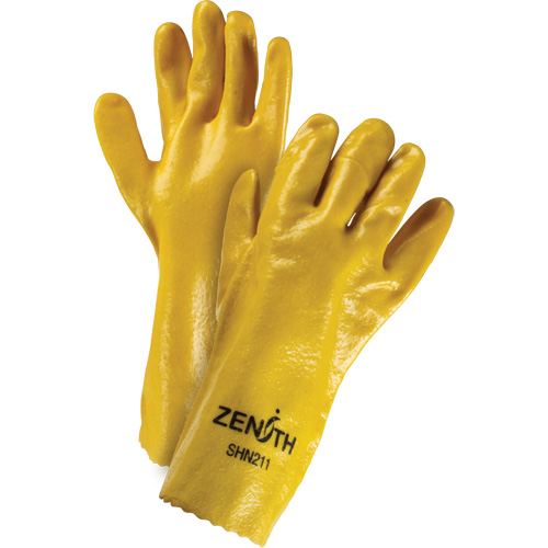 SHN212 Gants &agrave; fini rugueux et r&eacute;sistants aux produits chimiques, Taille 9, 14" lo, PVC, Doublure en Interlock, 47-mil