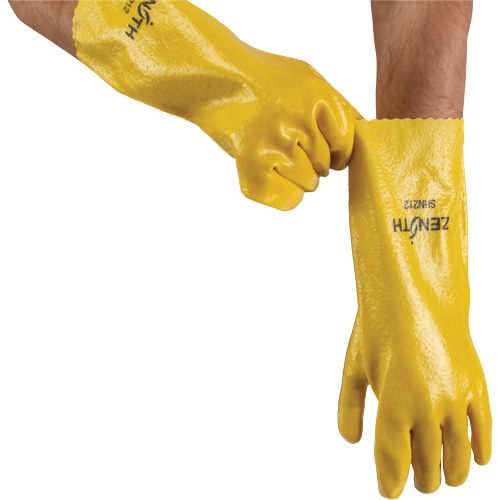 SHN212 Gants &agrave; fini rugueux et r&eacute;sistants aux produits chimiques, Taille 9, 14" lo, PVC, Doublure en Interlock, 47-mil
