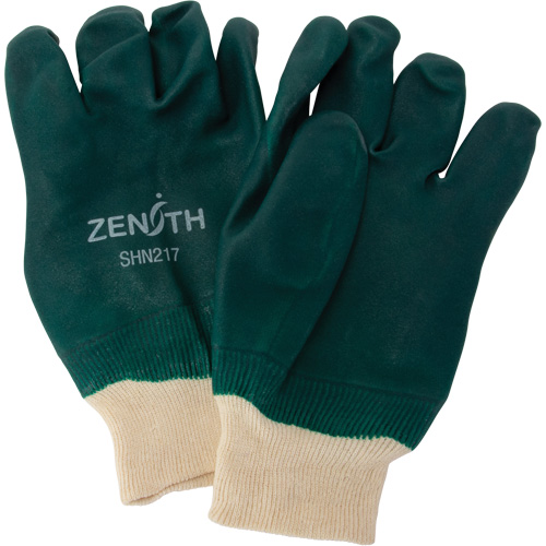 SHN217 Gants verts &agrave; double enduit, 10" lo, PVC, Doublure en Jersey de coton, 70 mils
