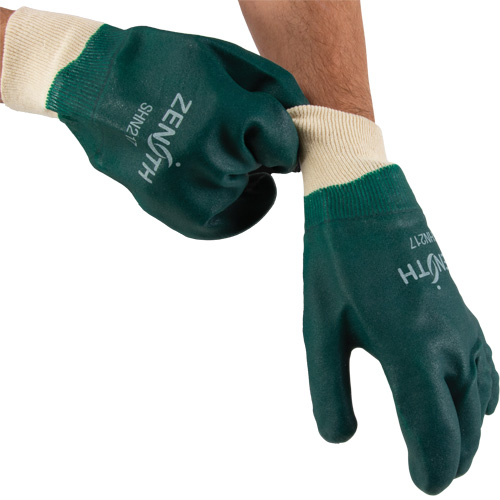SHN217 Gants verts &agrave; double enduit, 10" lo, PVC, Doublure en Jersey de coton, 70 mils