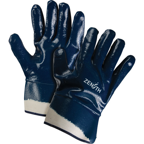 SHN708 Heavyweight Safety Cuff Gloves, 11/2X-Large, Nitrile Coating, Cotton Shell