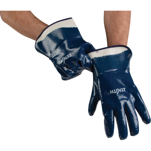 SHN708 Heavyweight Safety Cuff Gloves, 11/2X-Large, Nitrile Coating, Cotton Shell