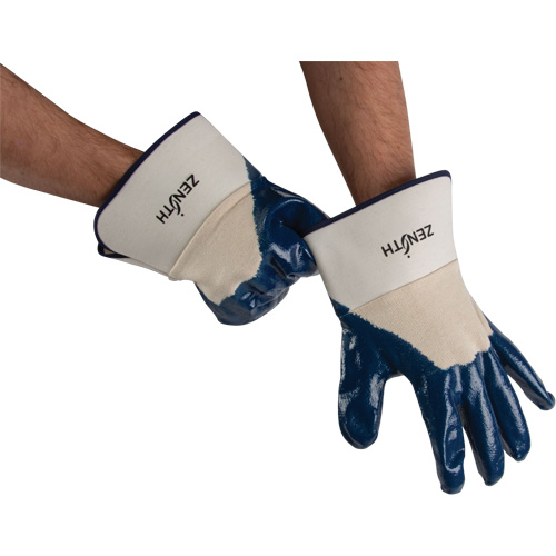 SHN710 Heavyweight Safety Cuff Gloves, 11/2X-Large, Nitrile Coating, Cotton Shell