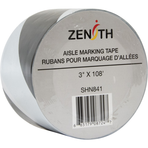 SHN841 Aisle Marking Tape, 3" x 108', PVC, Black and White