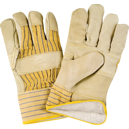SR521R Winter-Lined Patch-Palm Fitters Gloves, Large, Grain Cowhide Palm, Cotton Fleece Inner Lining