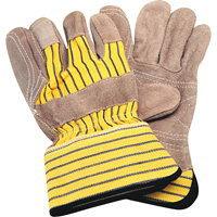 SE349R Gants d'ajusteur avec paume double sup&eacute;rieure, Grand, Paume en Cuir de vache refendu, Doublure en Coton