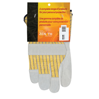 SE349R Gants d'ajusteur avec paume double sup&eacute;rieure, Grand, Paume en Cuir de vache refendu, Doublure en Coton