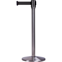 Free-Standing Crowd Control Barrier, Steel, 35" H, Black Tape, 7' Tape Length SEA794 | Zenith Safety Products