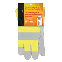 High Visibility Fitters Gloves, Large, Split Cowhide Palm, Cotton Inner Lining SED160R | Zenith Safety Products