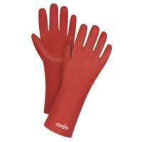 Red Smooth-Finish Chemical-Resistant Gloves, Size 9, 14" L, PVC, Interlock Inner Lining, Heavy Weight SEE805R | Zenith Safety Products